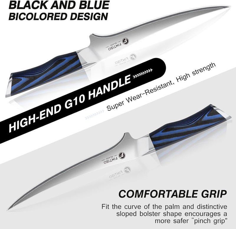 FINTISO 7 Inch Fillet Knife, Professional Meat Boning Knives for in 5-Layer 10Cr15CoMoV Japanese Stainless Steel, Ultra Sharp Fish Knife with Ergonomic G10 Handle for Slicing and Skinning - Image 3